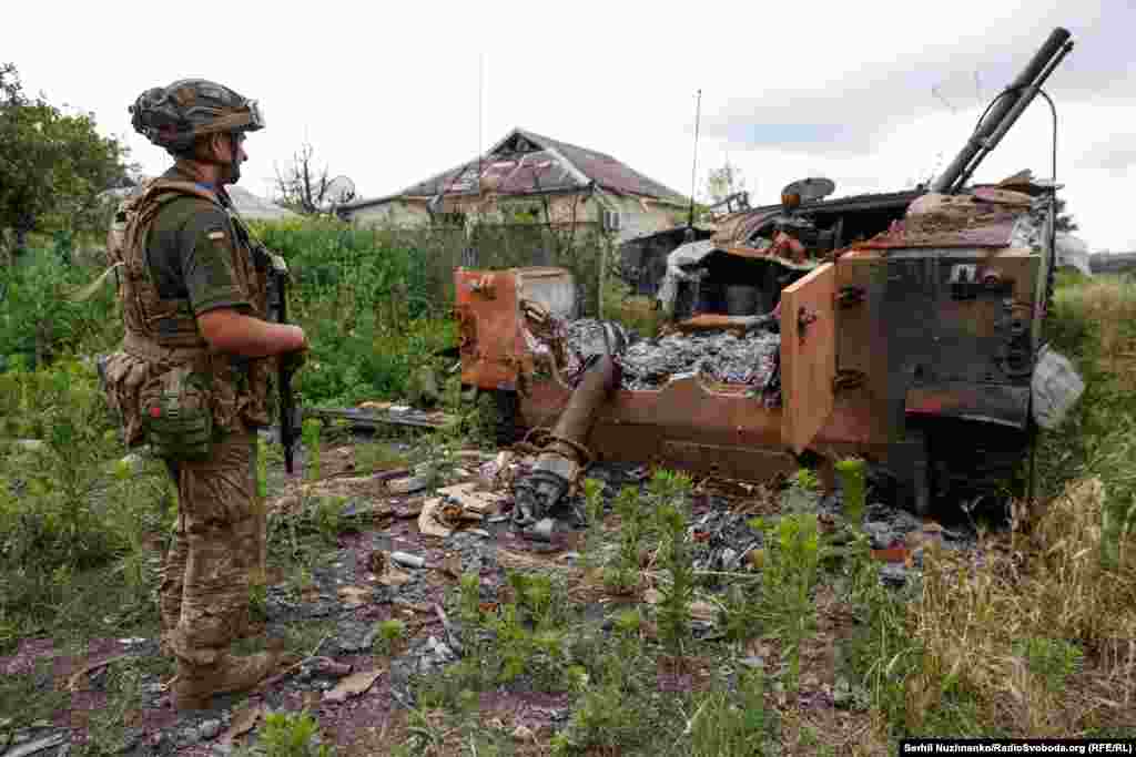 Уничтоженная во время штурма села российская военная техника.