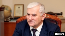 Russia - Mayor of Makhachkala Said Amirov speaks at his office in Makhachkala April 25, 2013. 