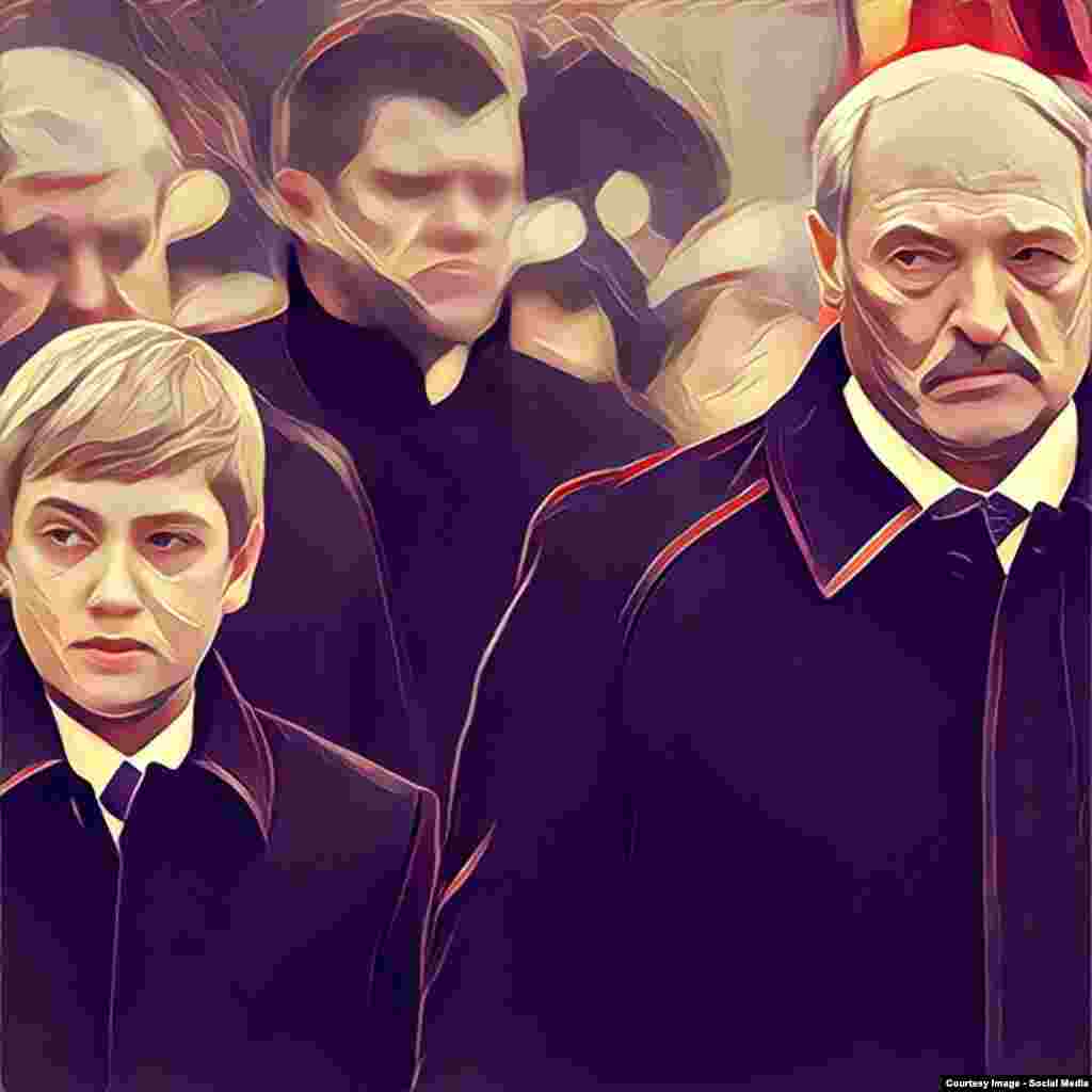 Belarus - poltiicians portraits original and edited by Prisma application