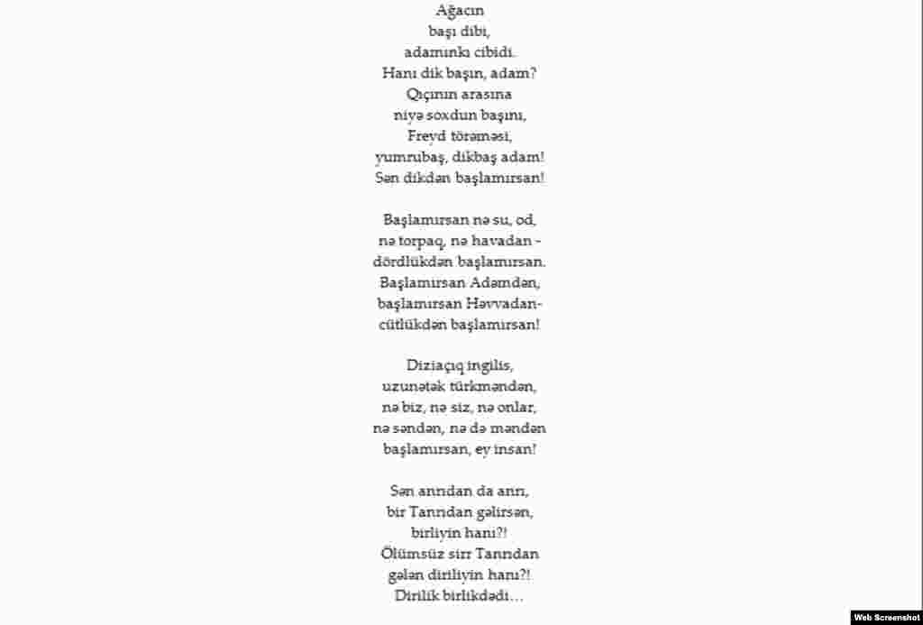 Azerbaijan - Poem by Azeri poet Asad Jahangir