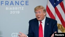 Президент США Дональд Трамп на саммите G7 в Биаррице во Франции в 2019 году