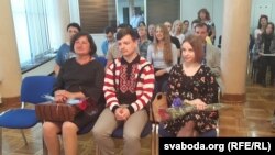 Старшыня ТБМ Алена Анісім, выкладчыкі Аксана Цыпліцкая і Ягор Дзёбік