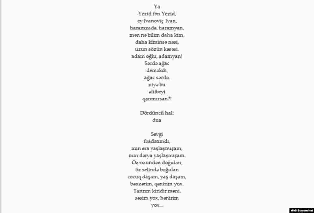 Azerbaijan - Poem by Azeri poet Asad Jahangir