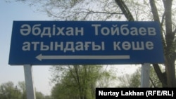 Алматы облысы, Талғар ауданы, Туғанбай ауылындағы Әбдіхан Тойбаев атындағы көше. 12 сәуір 2013 жыл.