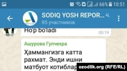 Скриншот переписки участников группы «Преданные молодые репортеры» в Telegram’е.