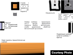 Чарцёж камэры-адзіночкі ў штрафным ізалятары Магілёўскай турмы