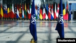 Сьцягі дзяржаваў сябраў NATO у штаб-кватэры ў Брусэлі. Ілюстрацыйнае фота. 